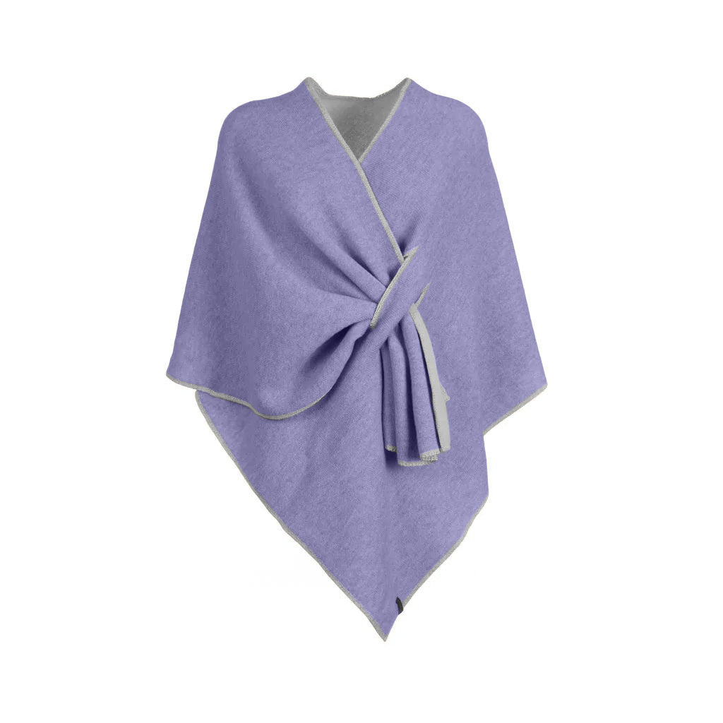 Purple wool shawl with a tied front