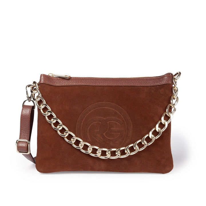 Alice small suede and grained leather bag with adjustable and detachable shoulder strap