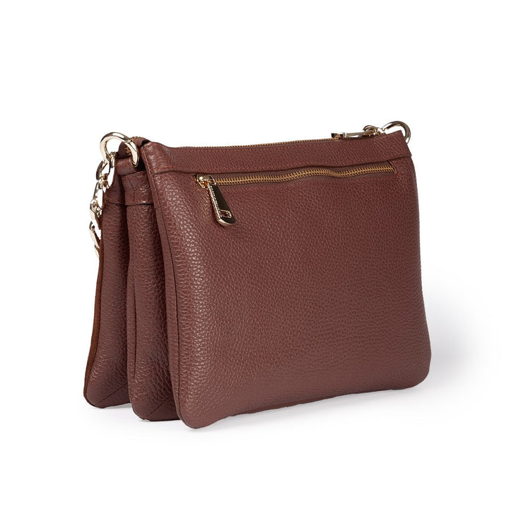 Alice small suede and grained leather bag with adjustable and detachable shoulder strap