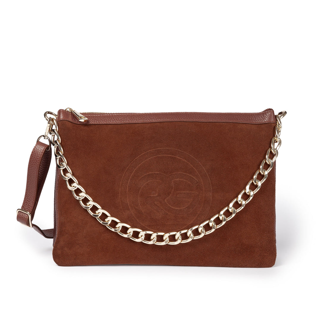 Alice large suede and grained leather bag with adjustable and detachable shoulder strap