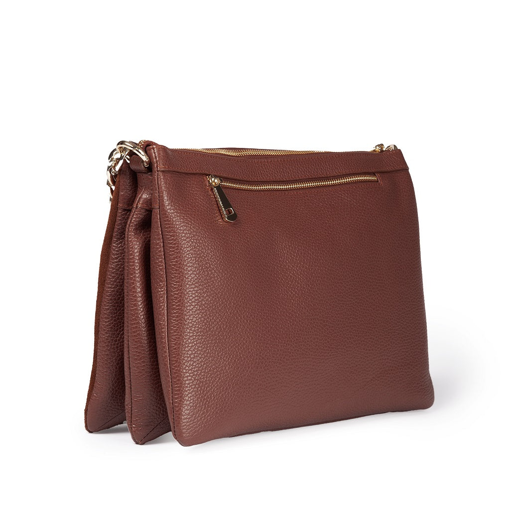 Alice large suede and grained leather bag with adjustable and detachable shoulder strap