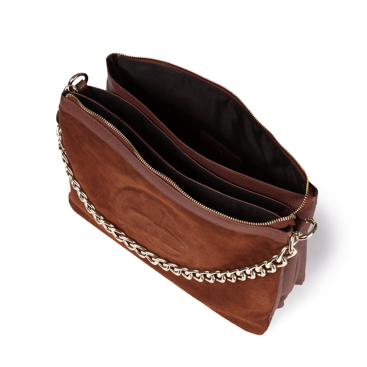 Alice large suede and grained leather bag with adjustable and detachable shoulder strap