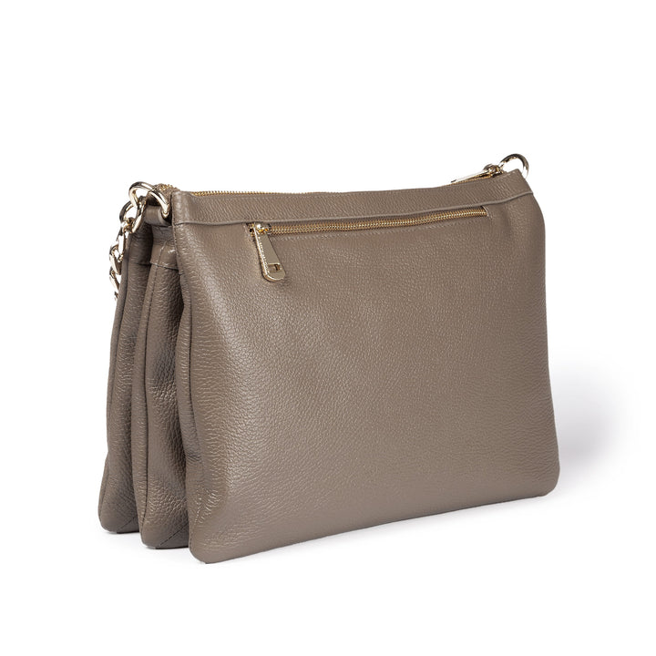 Alice large suede and grained leather bag with adjustable and detachable shoulder strap