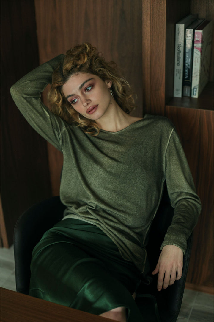 Knitted sweater - Olive