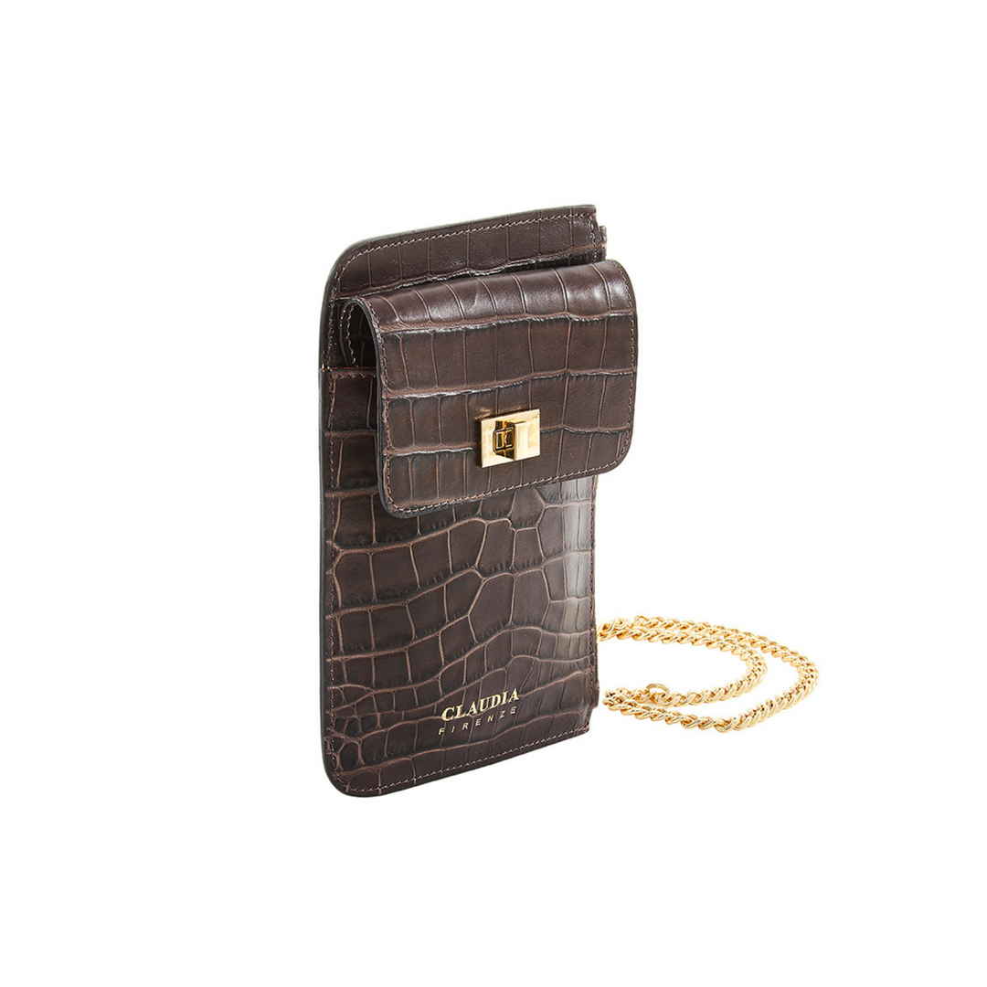 Dorina - Dorina - Smartphone Cover Dark Brown Crocodile