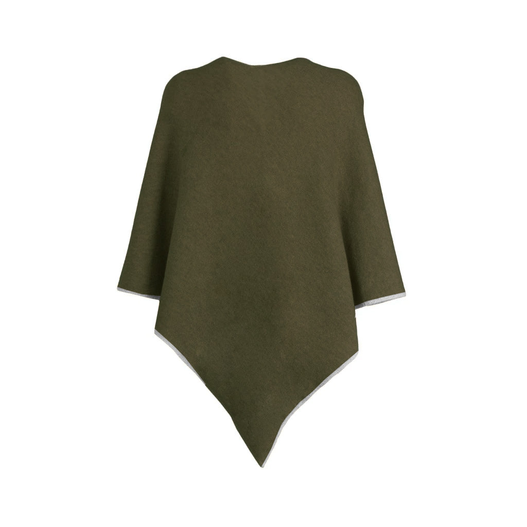 Dark green poncho with a triangular hem