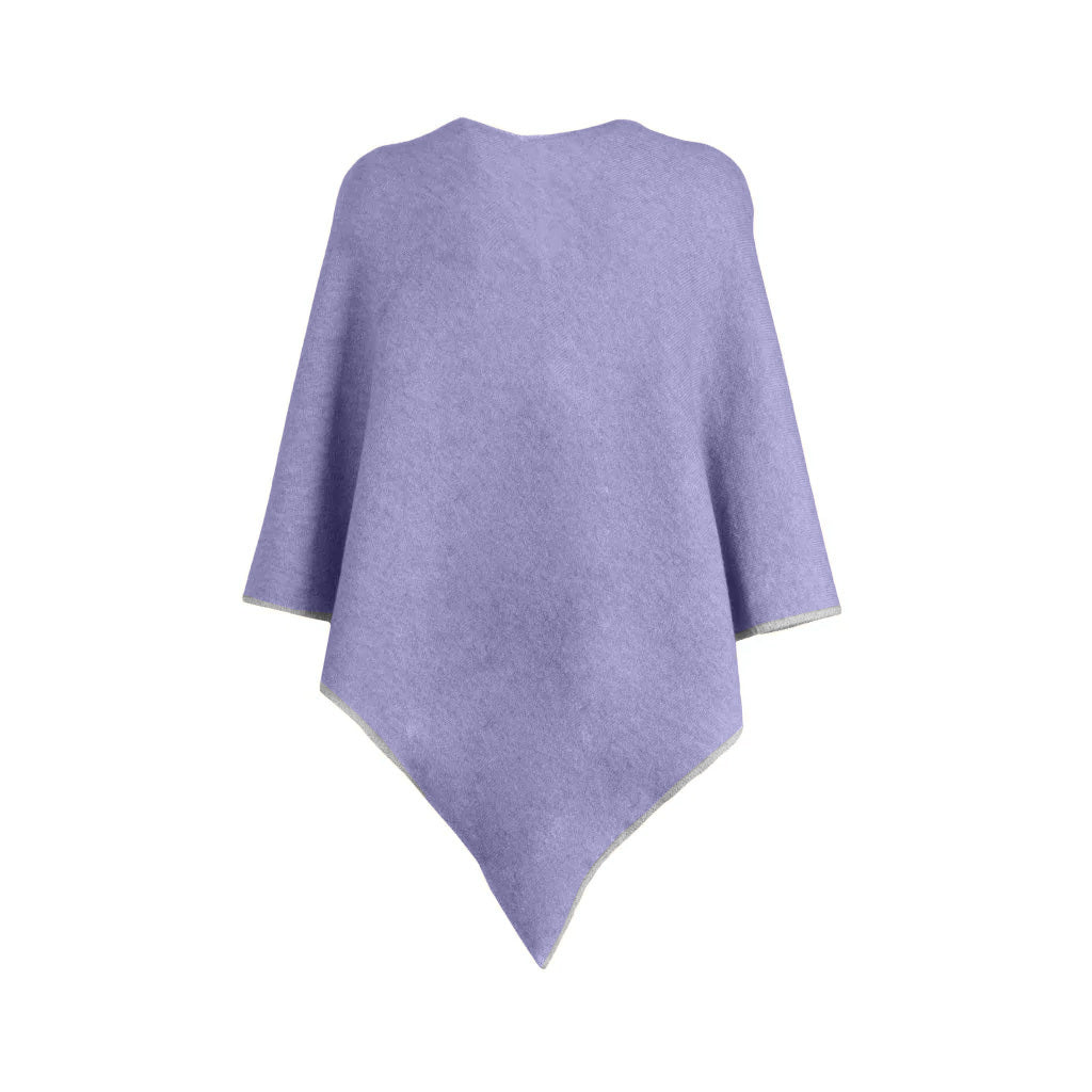 Lavender cashmere poncho on white background