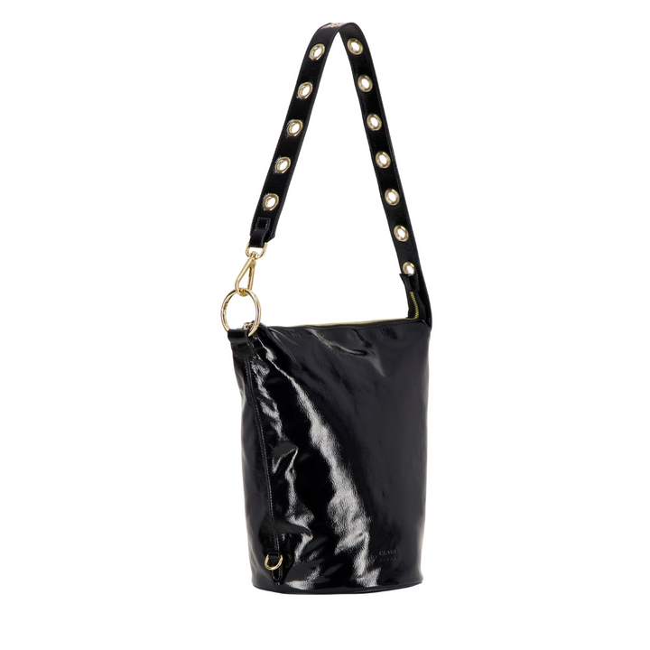 Fanny Vele - Shiny Black Leather Bucket Bag