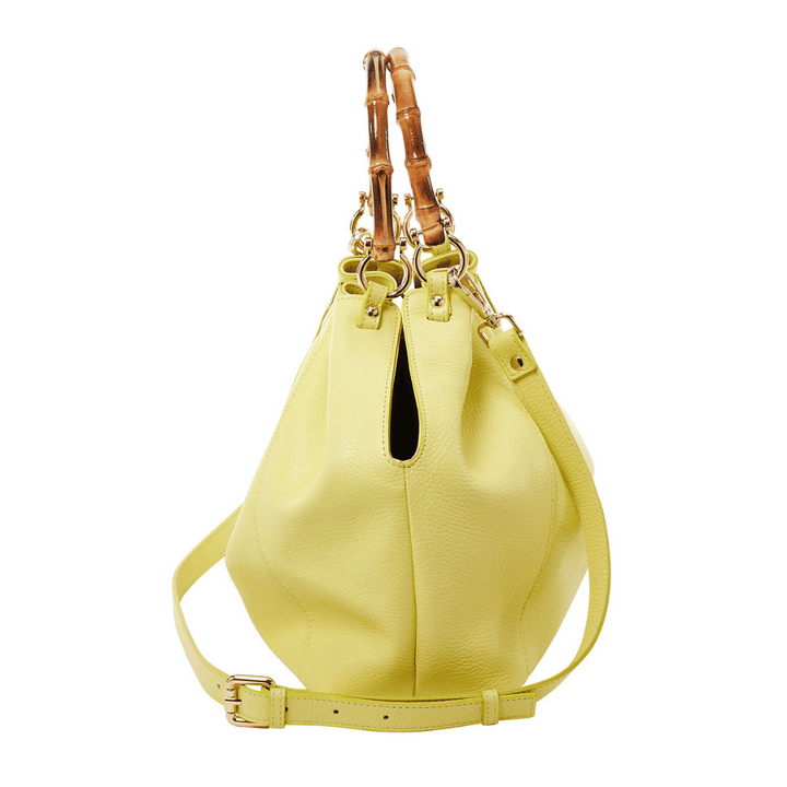 Donatella - Shopping bag with bamboo handle Yellow