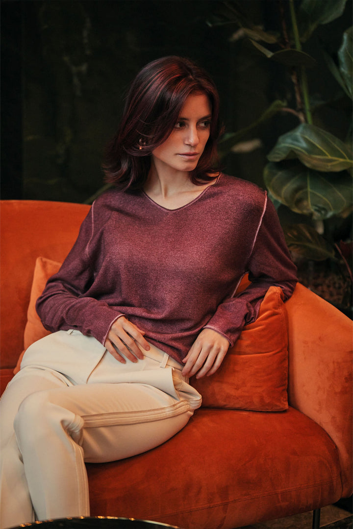 Knitted sweater - Wine