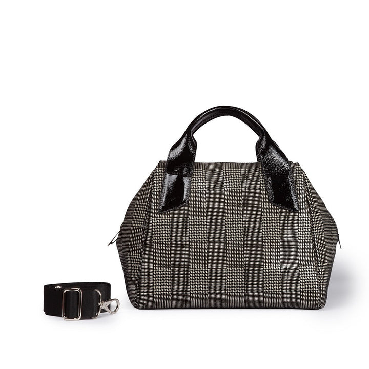 Arianna Boston tartan print leather with detachable and adjustable shoulder strap