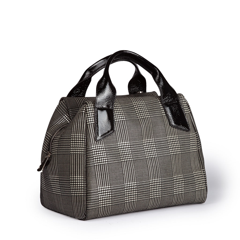 Arianna Boston tartan print leather with detachable and adjustable shoulder strap