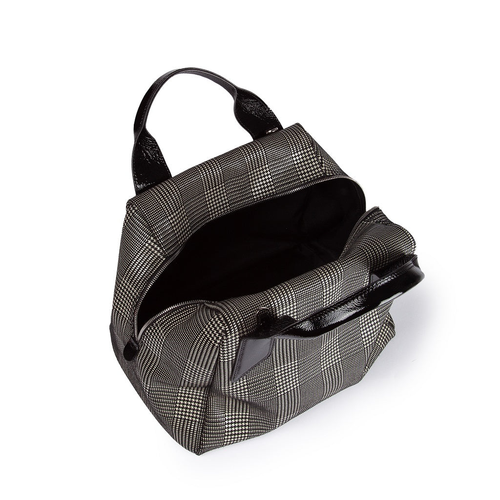 Arianna Boston tartan print leather with detachable and adjustable shoulder strap