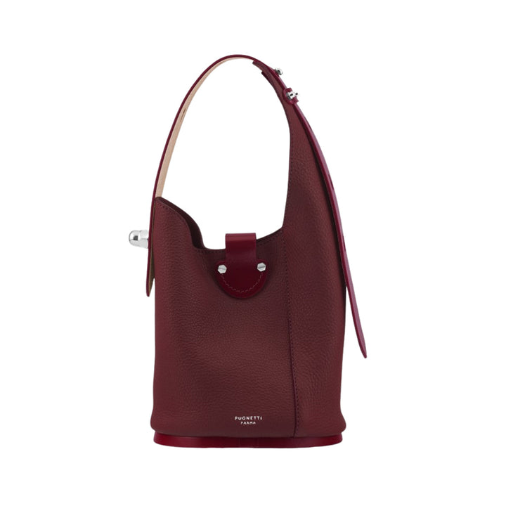 Deep red leather shoulder bag with handle by Piquadro