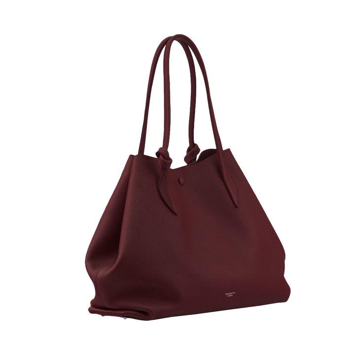 Elegant maroon leather tote bag with double handles