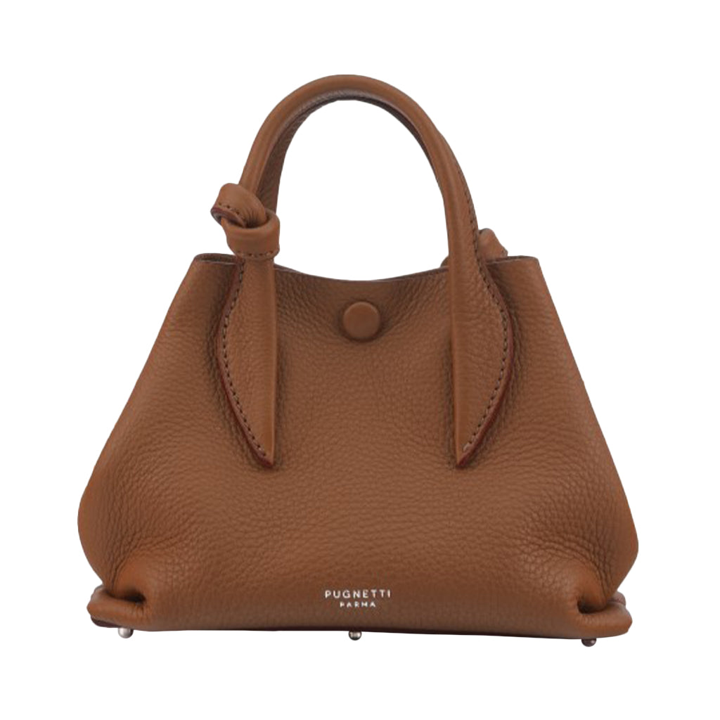 Brown leather Pugnetti Parma handbag with short handles