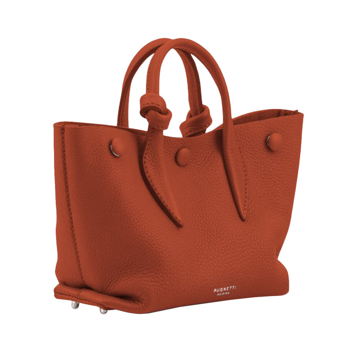 Rustic Orange Leather Handbag with Sturdy Handles