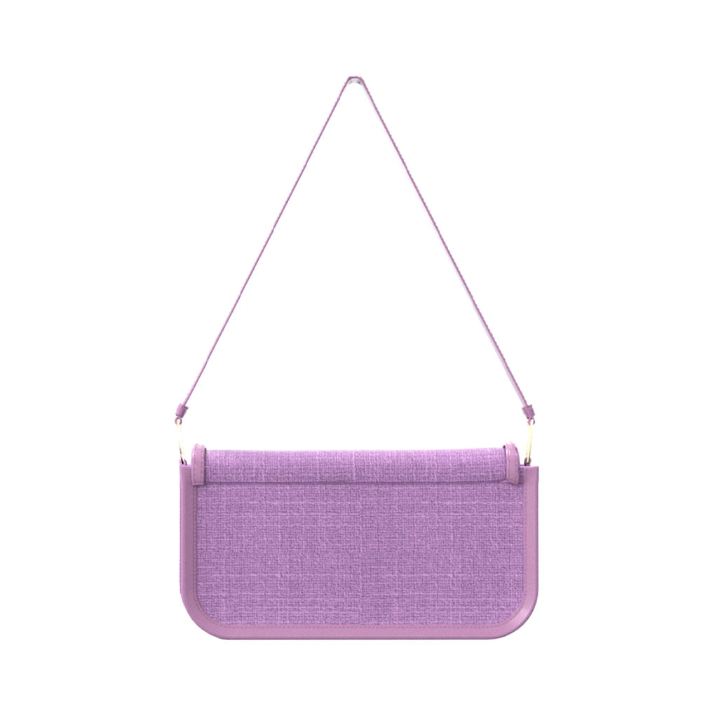 Elegant purple textured clutch purse with shoulder strap