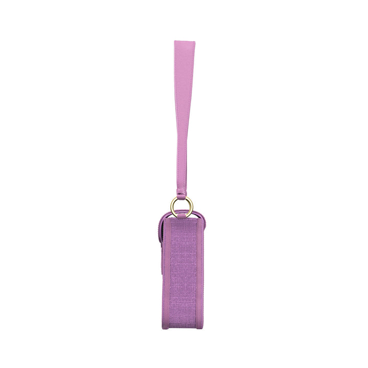 Purple crossbody bag with adjustable strap and gold hardware
