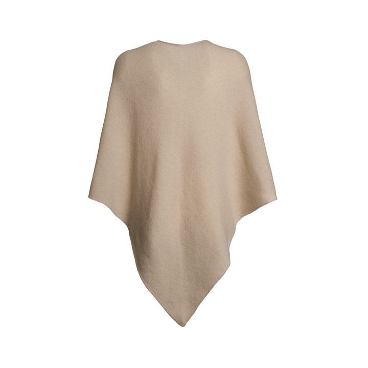 Beige cashmere poncho with pointed hem