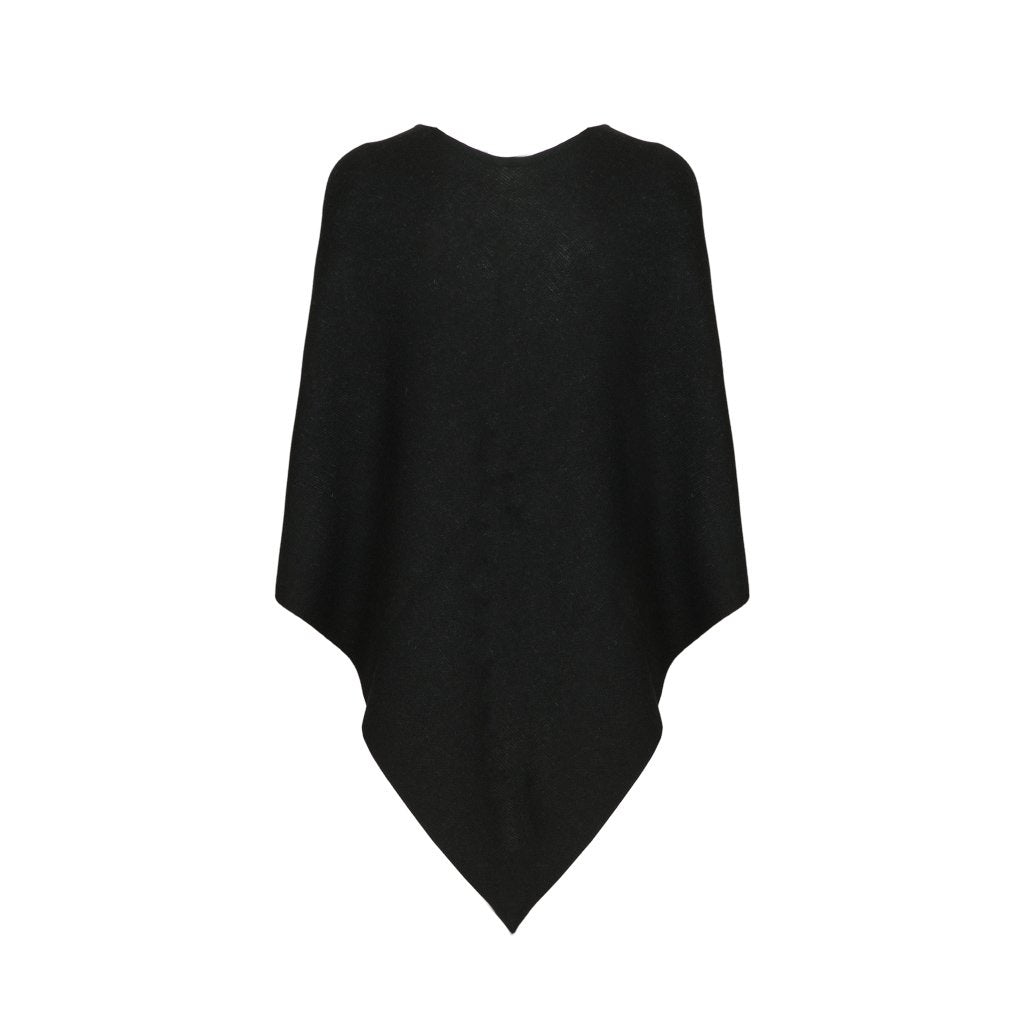 Black woolen poncho with a pointed hem