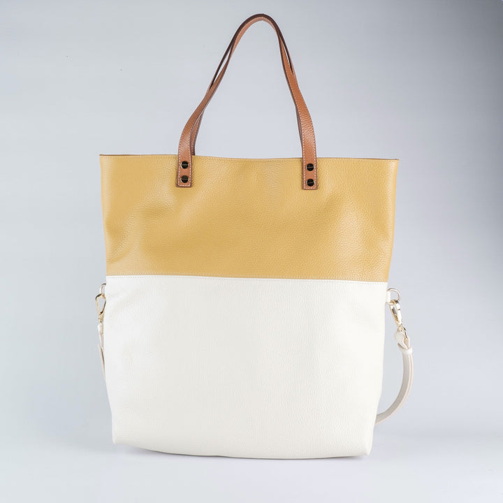 Alessia - White and Yellow Two-Tone Shopper