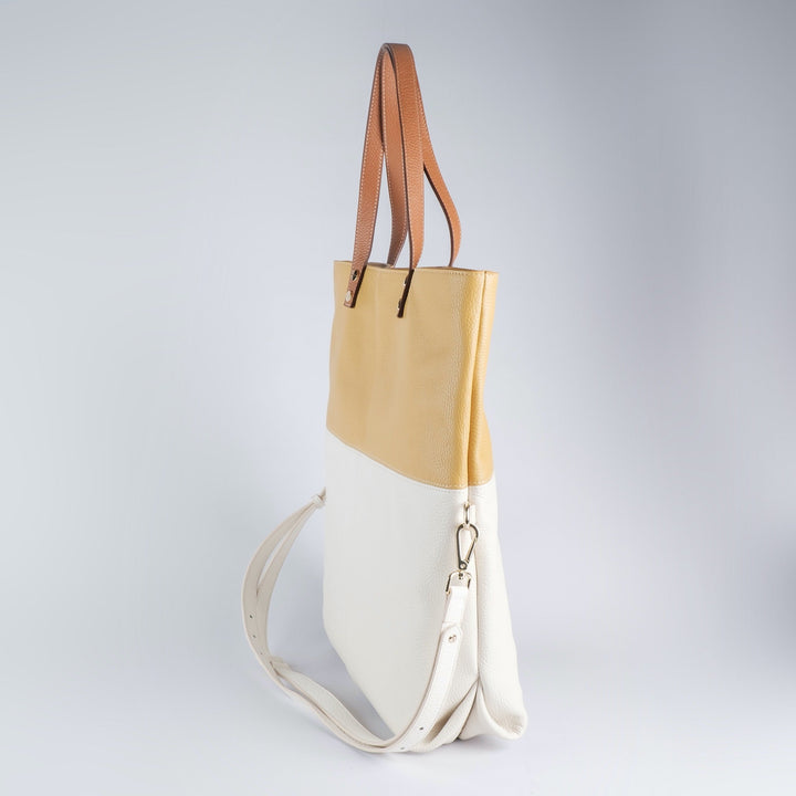 Alessia - White and Yellow Two-Tone Shopper