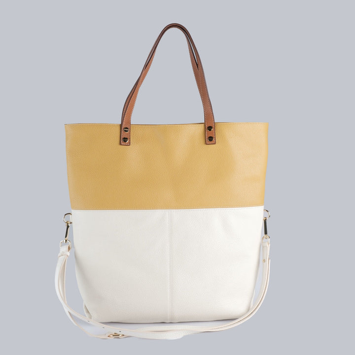 Alessia - White and Yellow Two-Tone Shopper