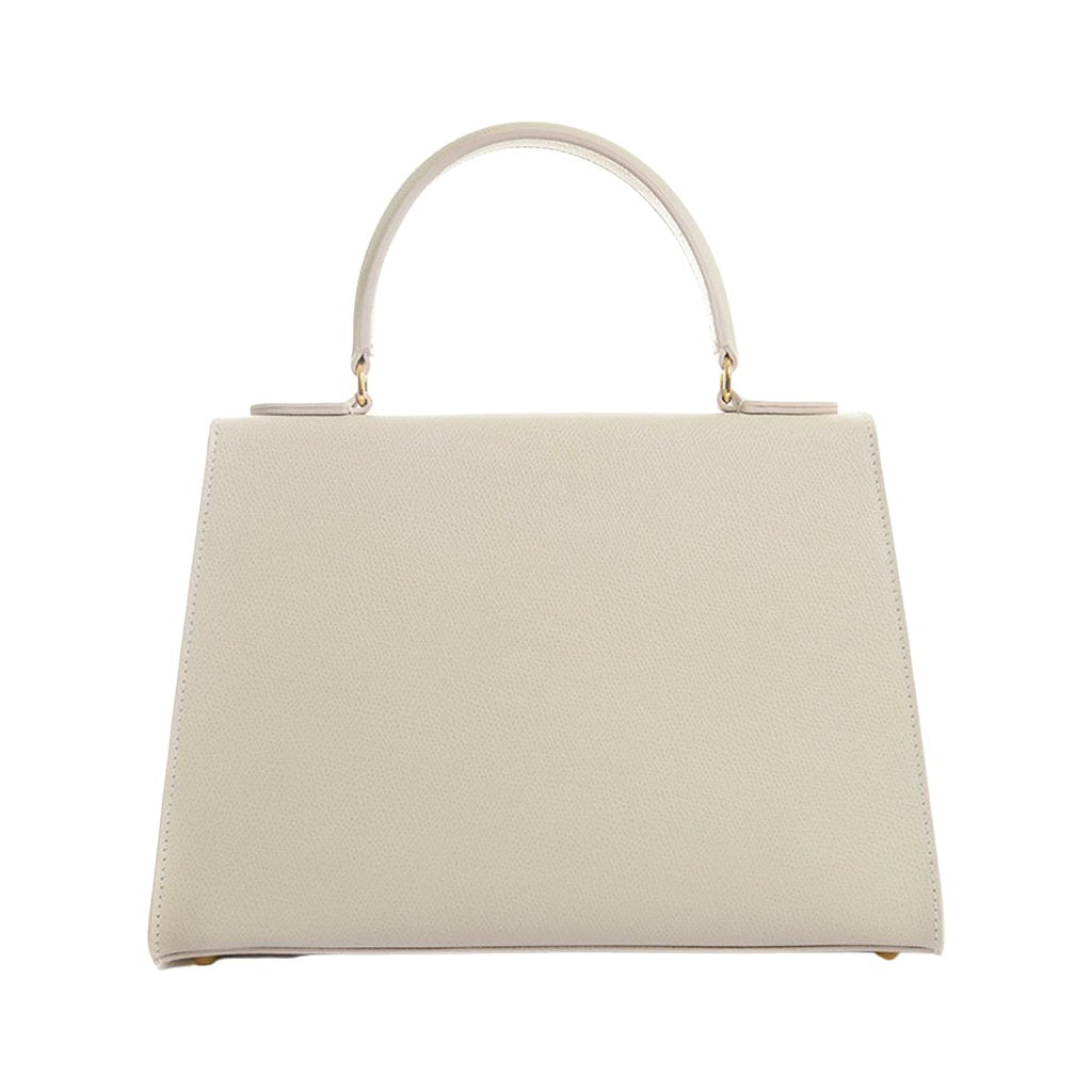 Beige structured handbag with top handle