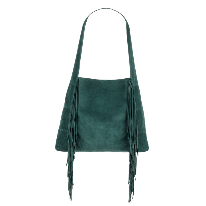 Emma - Forest Green Hobo Bag with Fringe