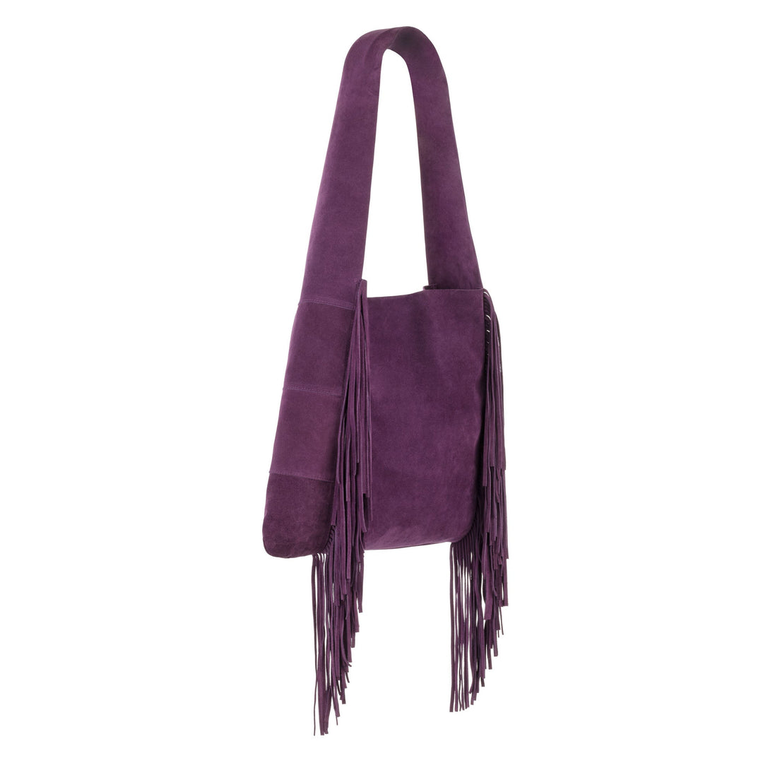 Emma - Purple Hobo Bag with Fringe