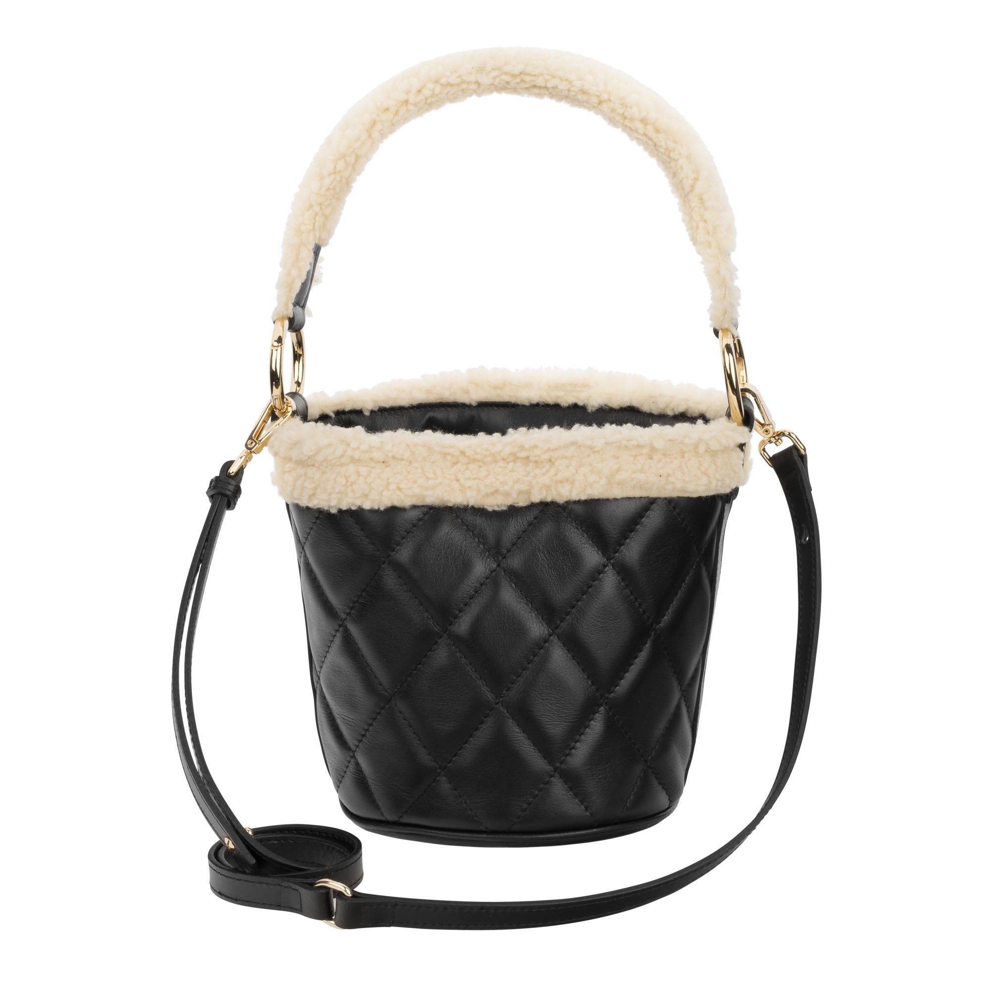 Elena - Black Quilted Crossbody Bag