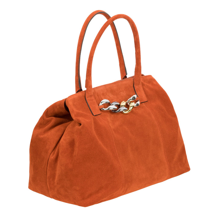 Eva - Shopping Bag with oversized chain Orange