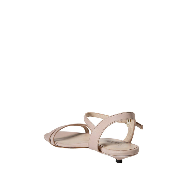 Beige open-toe low-heel sandal with ankle strap and minimalist design