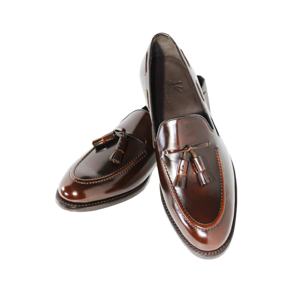 Men's brown leather tassel loafers