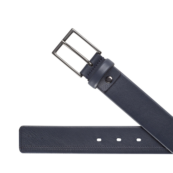 Black leather belt with square metal buckle