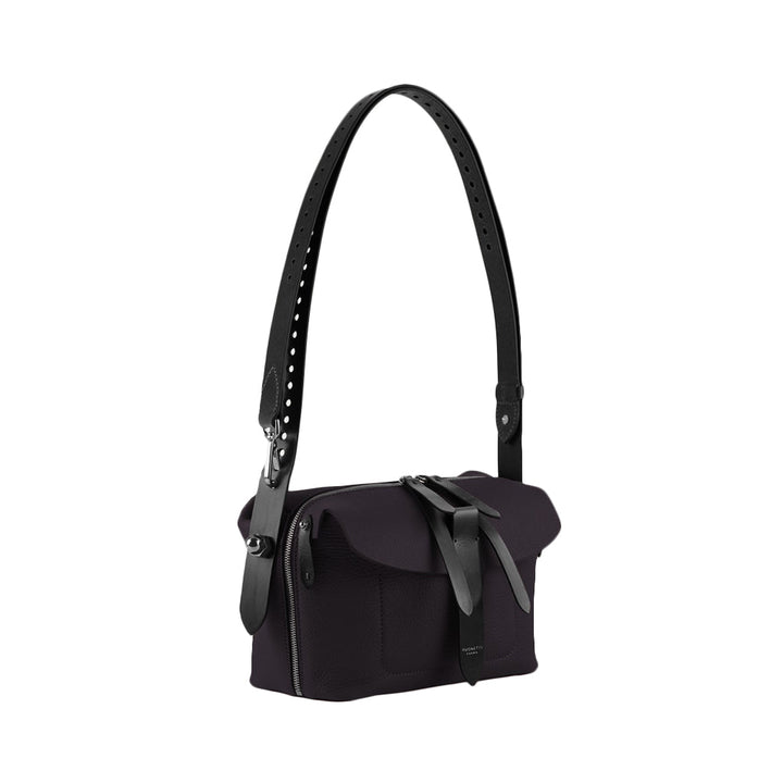 Stylish black leather shoulder bag with adjustable strap