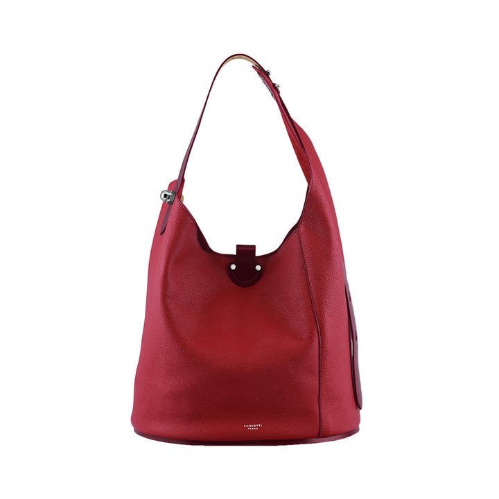 Red leather hobo bag with single shoulder strap