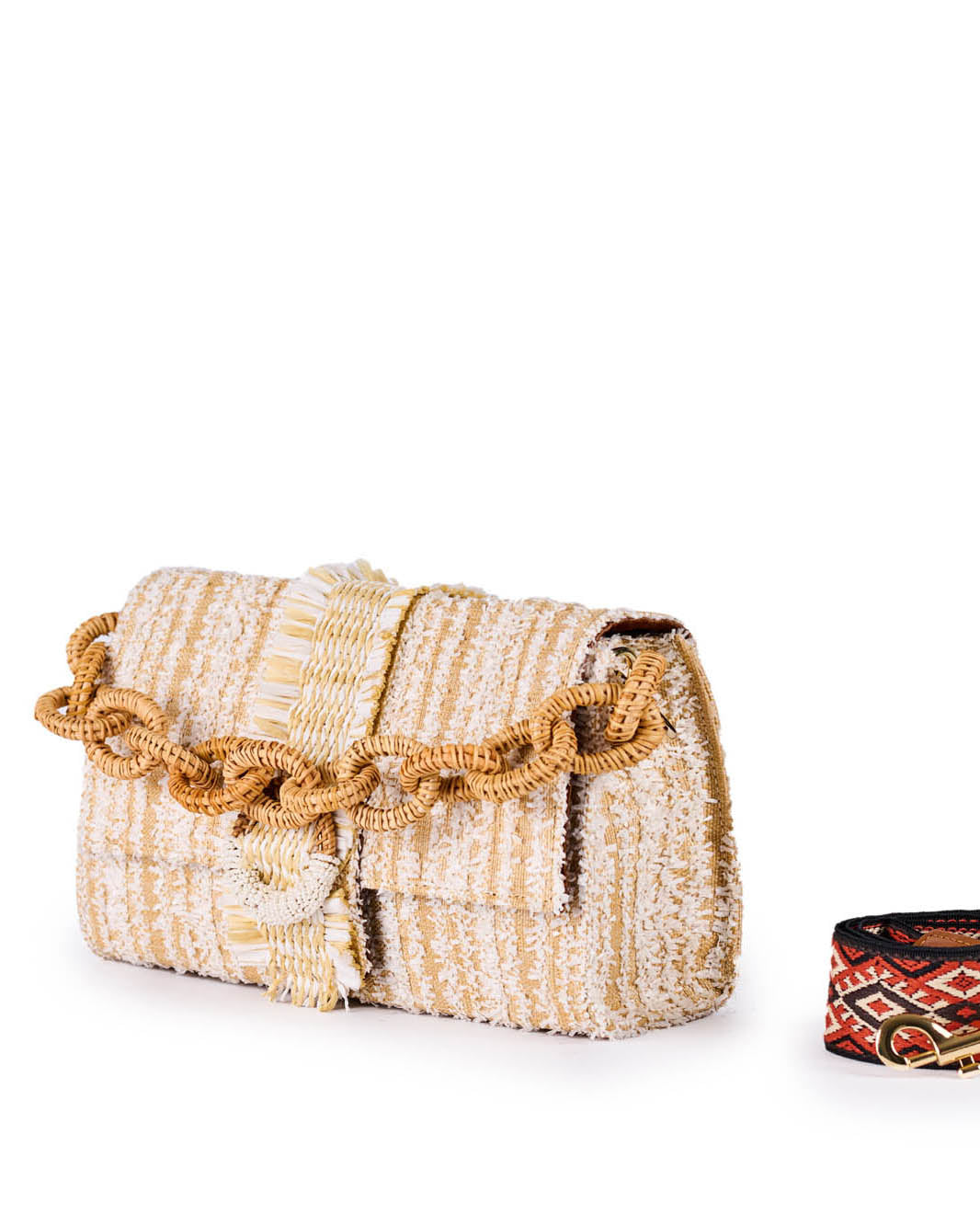 Stylish woven handbag with intricate braided design