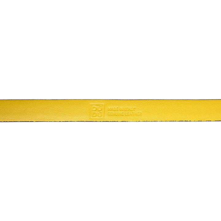 Yellow genuine leather belt by DuDu, made in Italy