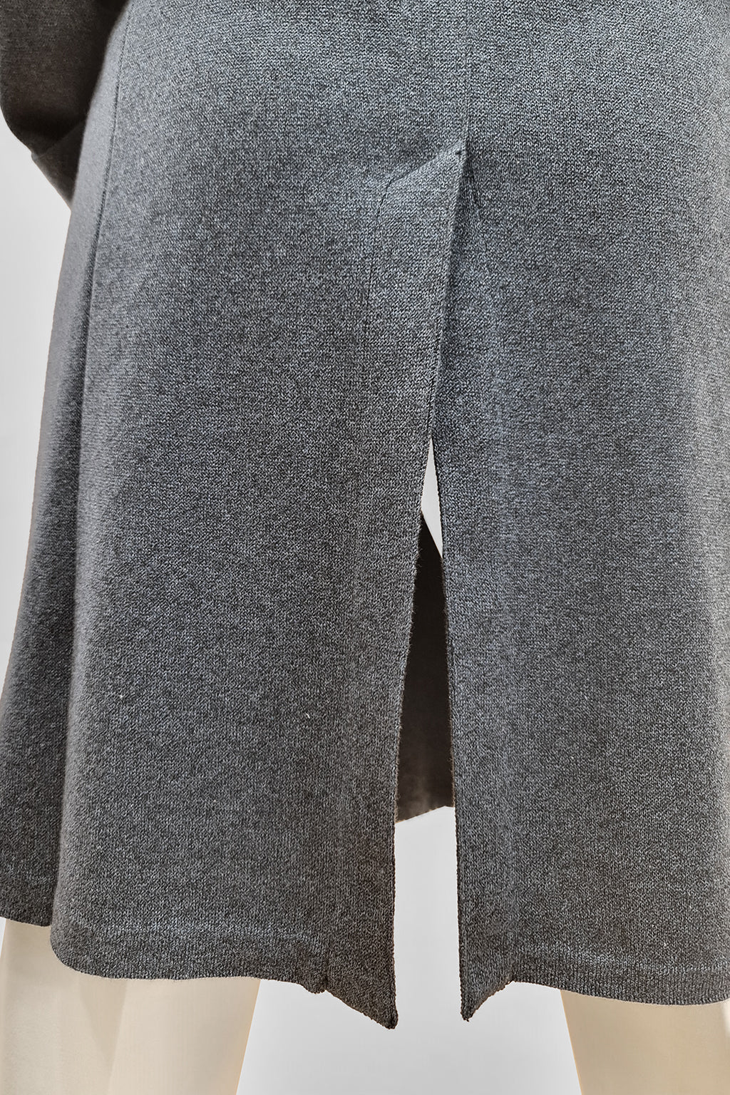 Grey knit skirt with back slit detail