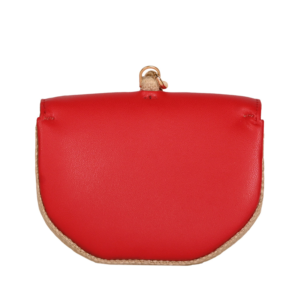 Red leather coin purse with gold clasp