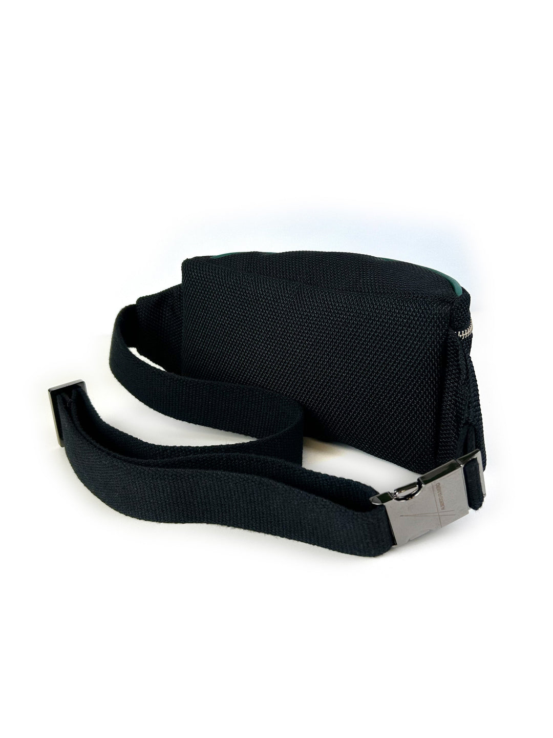 Black waist bag with adjustable strap and buckle