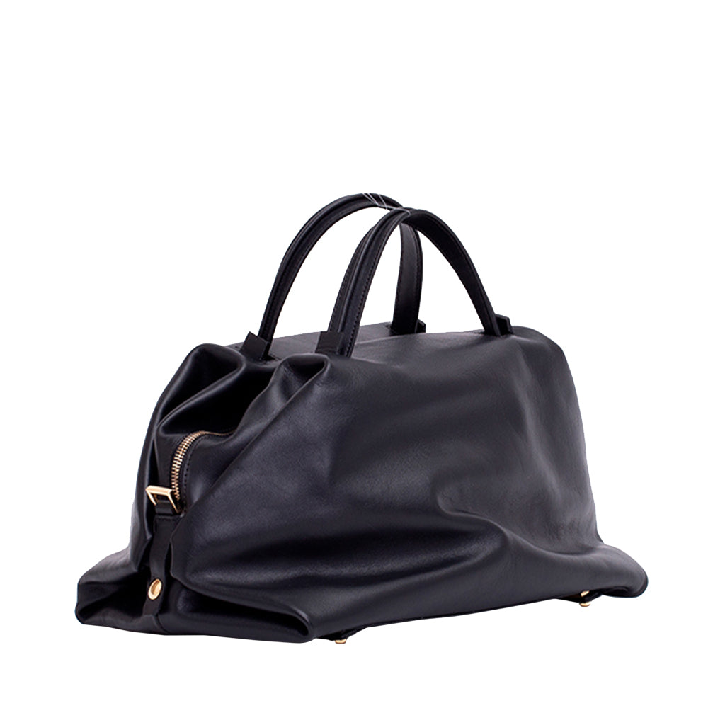 Elegant Black Leather Travel Bag