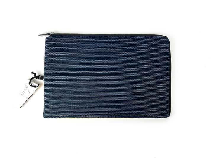 Sleek black zippered tablet sleeve case on white background