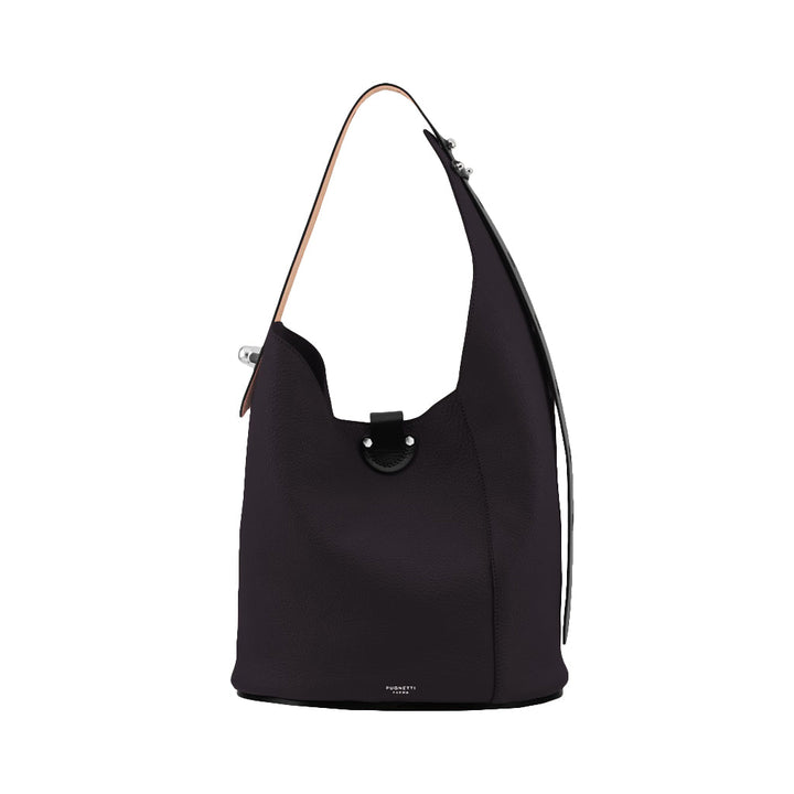 Elegant black leather shoulder bag with adjustable strap