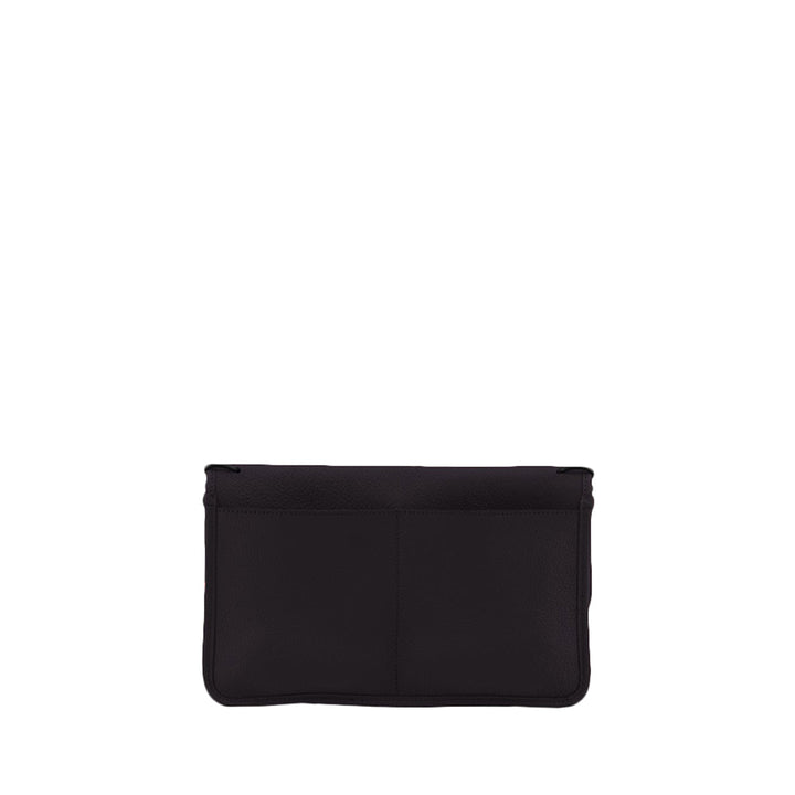 Black leather pouch with pockets on a white background