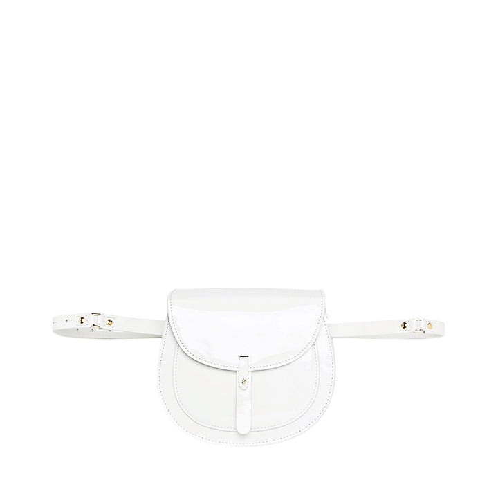 White leather belt bag with buckle