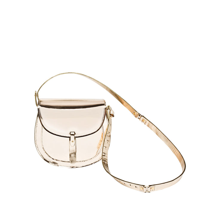 Elegant leather crossbody bag with adjustable strap in beige
