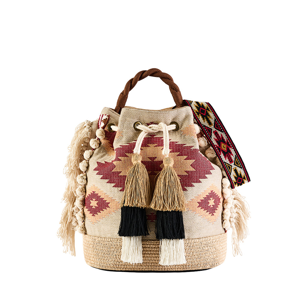 Handwoven Boho Chic Bag with Tribal Patterns and Tassels